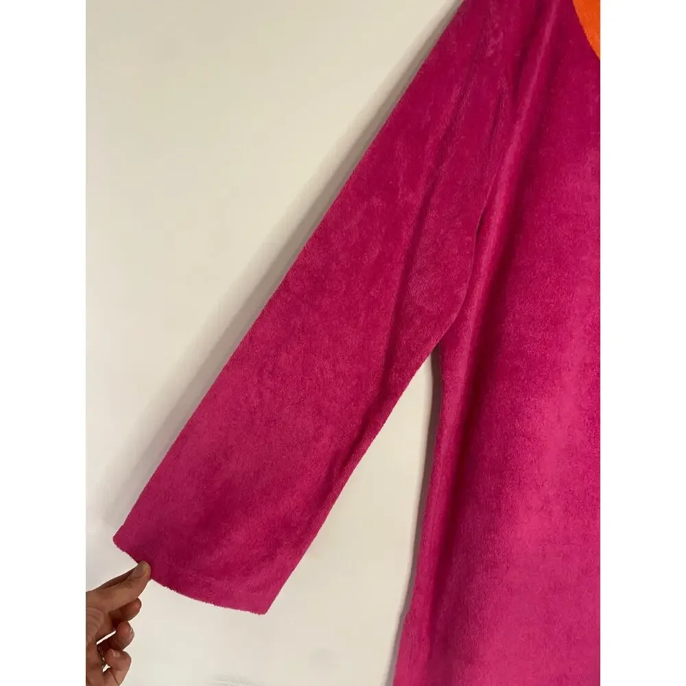 NWT Talbots Swim Cover Up Tunic Red Orange Size Large Long Shirt Terrycloth